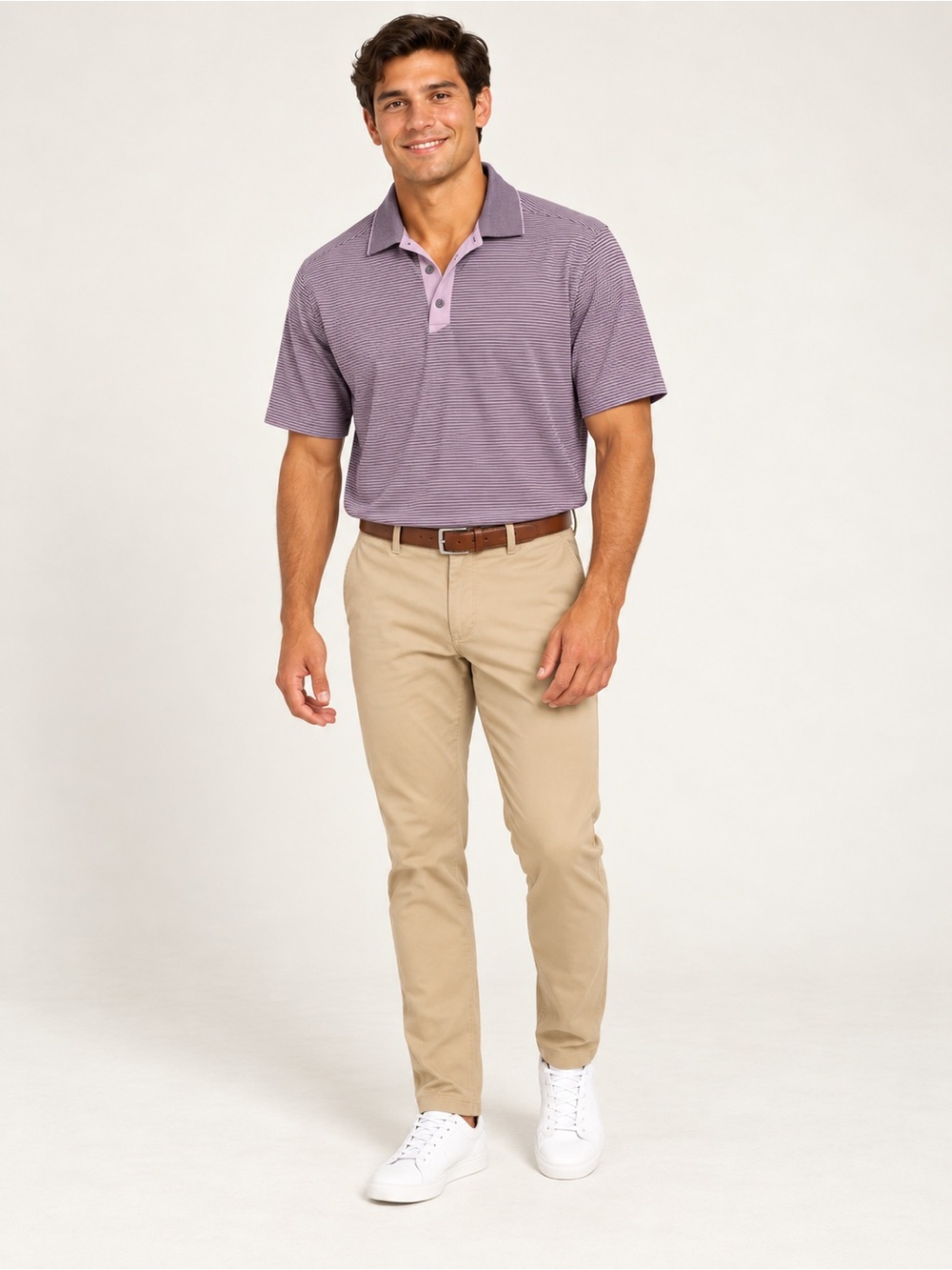 Cutter & Buck Purple Micro Stripe Performance Golf Polo Men’s XL